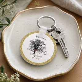 Familie-hereniging Souvenir Boom | Goud Sleutelhanger