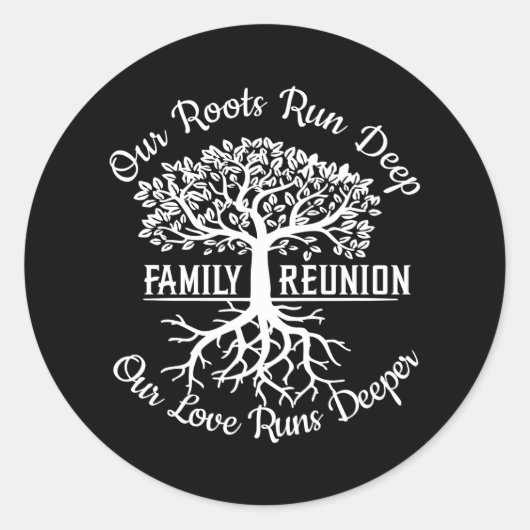 Familie herenigt onze wortels met diepe bomen ronde sticker (Voorkant)