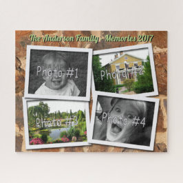 Familie herinneringen 4 x Aangepaste foto's Stonew Legpuzzel