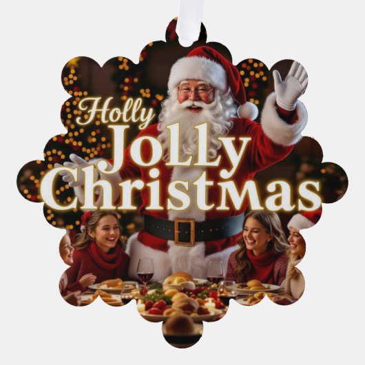Familie Holly Jolly Christmas Ornament Kaart (Voorkant)