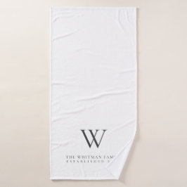 Familie Home Monogram Initiaal Witte houtskool Bad Handdoek