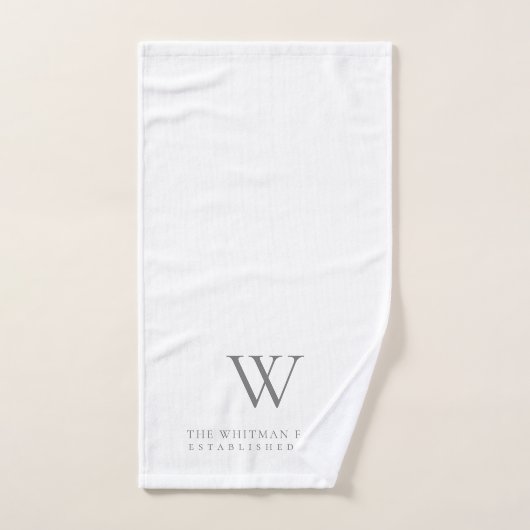 Familie Home Monogram Initiaal Witte houtskool Bad Handdoek (Handdoek)