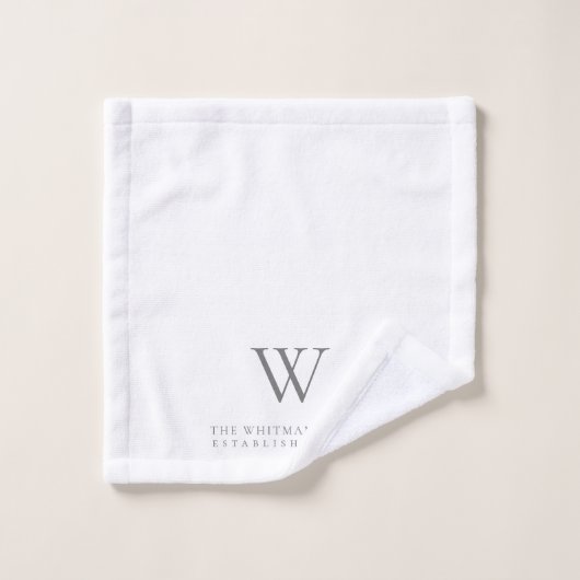 Familie Home Monogram Initiaal Witte houtskool Bad Handdoek (Wasdoekje)