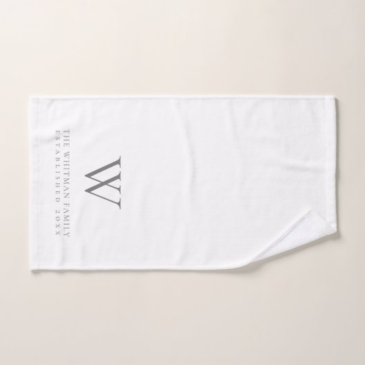 Familie Home Monogram Initiaal Witte houtskool Bad Handdoek (Handdoek)