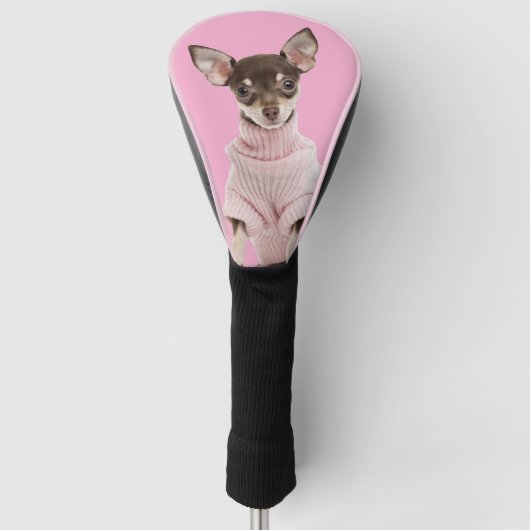 Familie hond foto roze golfheadcover (Voorkant)