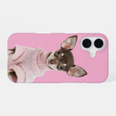 Familie hond foto roze iPhone 16 hoesje (Achterkant horizontaal)