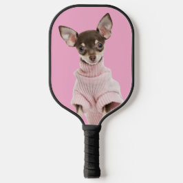 Familie hond foto roze pickleball paddle