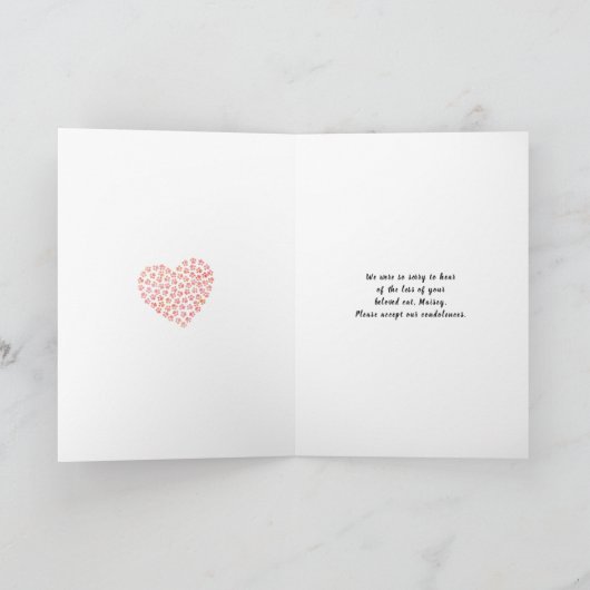Familie Hond Kat Verlies Hart Poot Prints Sympathi Kaart (Binnen)