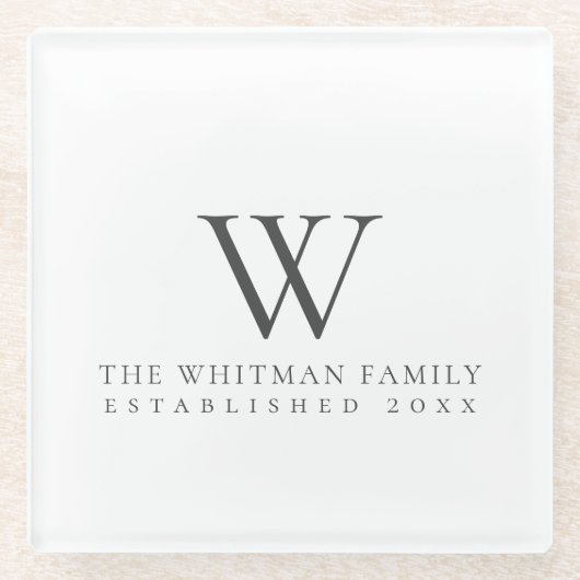 Familie Huis Monogram Glazen Onderzetter (Voorkant)