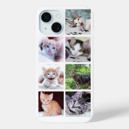 Familie huisdier 7 vierkante foto collage iPhone 15 case