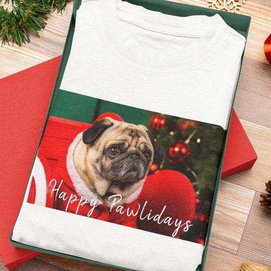 Familie Huisdier Hond Foto Kerstmis Happy Pawholid T-shirt