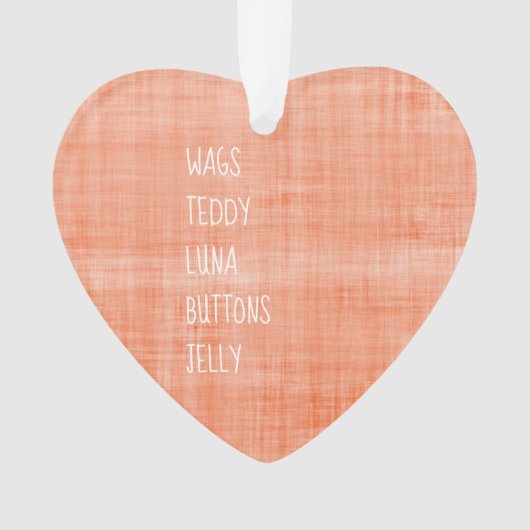 Familie Huisdiernamen Tijdloze Aandenken Boodschap Ornament (voorkant)