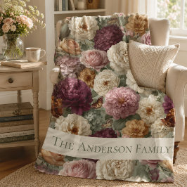 Familie Huisverwarmingscadeau Elegante Paarse Bloe Fleece Deken