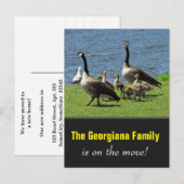 Familie in beweging + Canada Ganzen op het gras Aankondigingskaart (Voorkant / Achterkant)