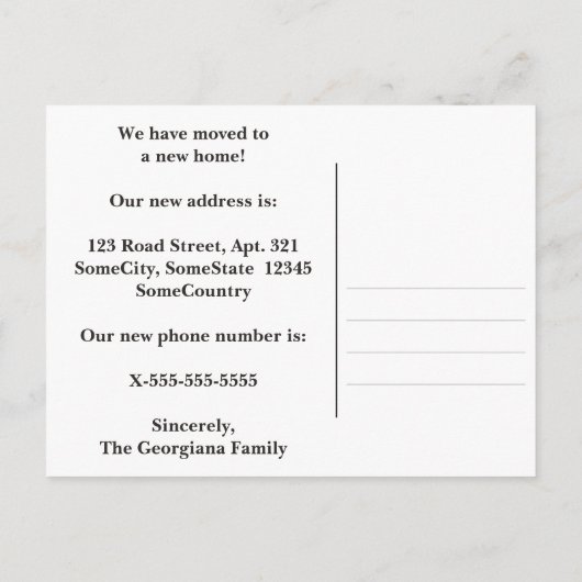 Familie in beweging + Canada Ganzen op het gras Aankondigingskaart (Achterkant)