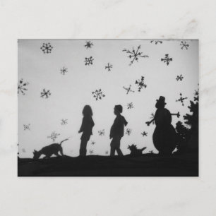 "Familie in de sneeuw" vakantie/kerst Briefkaart