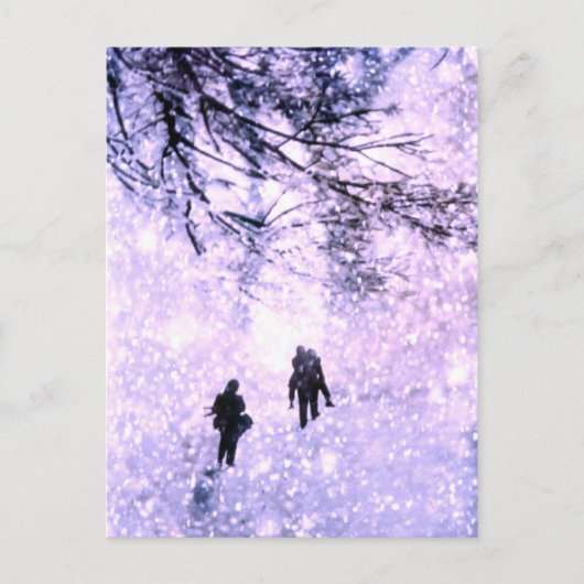 Familie in de winter briefkaart (Voorkant)