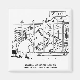 Familie in de Zoo. Papa door Alligator doorgeslikt Magneet