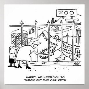 Familie in de Zoo. Papa door Alligator doorgeslikt Poster