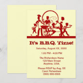 Familie in een barbecueskast die rood en crème uit kaart (Voorkant / Achterkant)