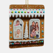 Familie in Gingerbread House Kerstmis Foto Keramisch Ornament (Rechts)