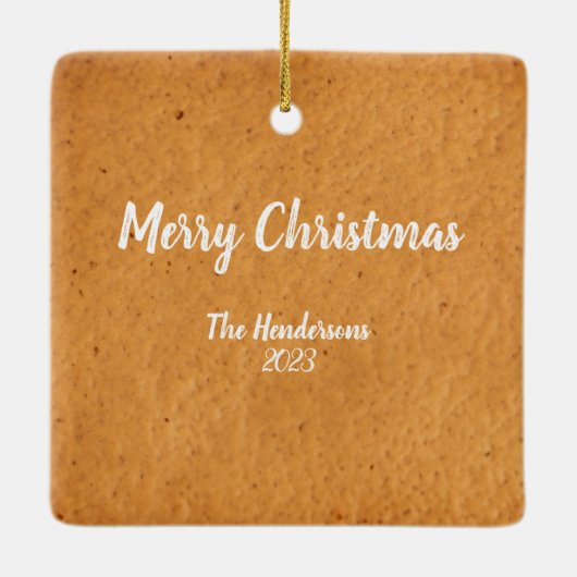 Familie in Gingerbread House Kerstmis Foto Keramisch Ornament (Achterkant)