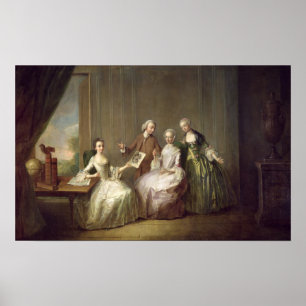 Familie in het binnenland met eeeeeekhoorns poster