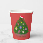 Familie in warme kerstboom papieren bekers (Voorkant)