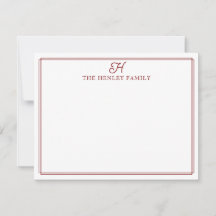 Familie Initiaal Donkerrode Rand Monogram Briefpap
