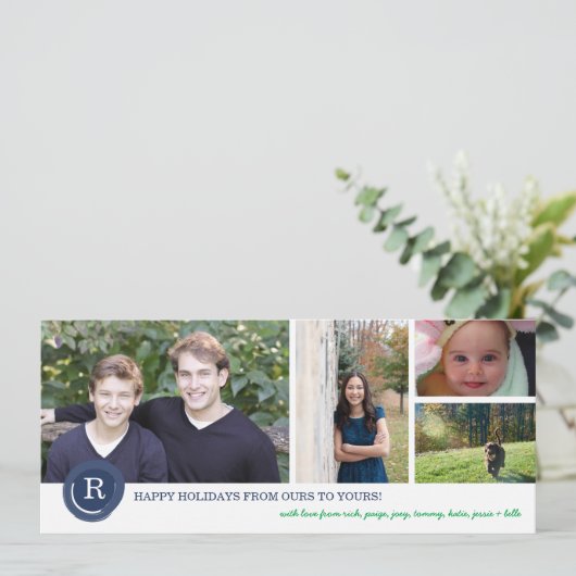 Familie Initiaal Feestdagenkaart (Staand voorkant)