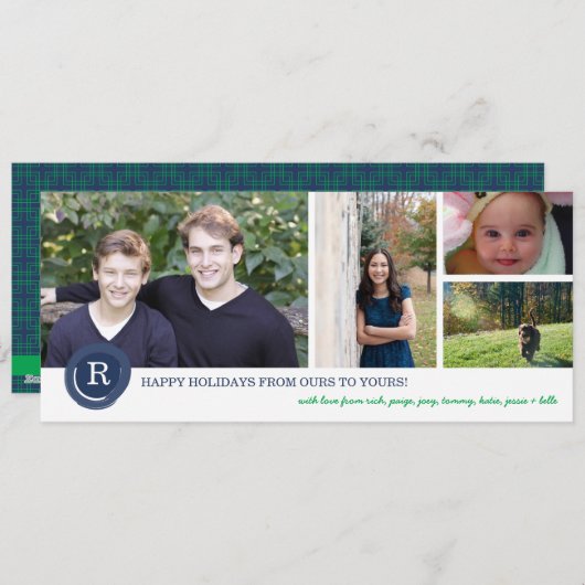 Familie Initiaal Feestdagenkaart (Voorkant / Achterkant)
