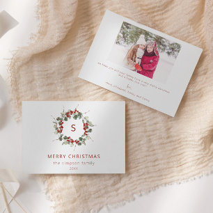 Familie Initiaal Foto Kerst Wenskaart Kaart