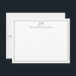 Familie Initiaal Groene Rand Monogram Briefpapier Notitiekaartje<br><div class="desc">Dit ontwerp heeft een dunne dubbele rand met ruimte voor een familienaam en een familiewapen. Klik op de aanpassen knop als je de ontwerpelementen wilt aanpassen en/of de tekst verder wilt aanpassen! Variaties van dit ontwerp, extra kleuren en bijpassende producten zijn beschikbaar in onze winkel, zazzle.com/store/doodlelulu. Neem contact met ons...</div>