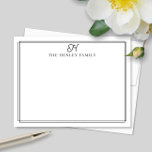 Familie Initiaal Zwart Randje Monogram Briefpapier Notitiekaartje<br><div class="desc">Dit ontwerp heeft een dunne dubbele rand met ruimte voor een familienaam en -initiaal. Klik op de "aanpassen"-knop als u de ontwerpelementen wilt aanpassen en/of de tekst verder wilt wijzigen! Variaties van dit ontwerp, extra kleuren en bijpassende producten zijn te vinden in onze winkel, zazzle.com/store/doodlelulu. Neem contact met ons op...</div>