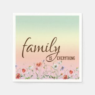 Familie Inspirerende Quote met Wilde Bloemen Servet