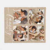 Familie is alles 4 Fotocollage in Tan Fleece Deken (Voorkant (Horizontaal))
