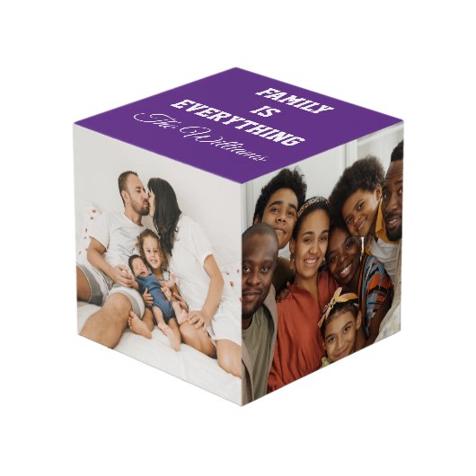 Familie is alles Aangepaste Familie Foto's & Naam  Kubus (Voorkant hoekig)