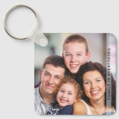 Familie is alles aangepaste naam 2 foto tweezijdig sleutelhanger (Voorkant)
