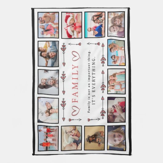 Familie is Alles aangepaste Sjabloon voor collage Theedoek (Verticaal)