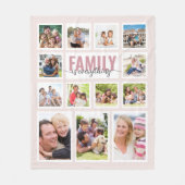 Familie is alles blush roze foto collage fleece deken (Voorkant)