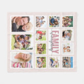 Familie is alles blush roze foto collage fleece deken (Voorkant (Horizontaal))