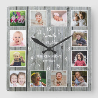 Familie Is Alles Citaat 12 Foto Grijze Hout Vierkante Klok