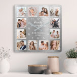 Familie is alles-citaat Familie Foto Silver Vierkante Klok<br><div class="desc">Creëer eenvoudig uw eigen,  gepersonaliseerde zilveren,  moderne,  zilveren wandklok met uw aangepaste foto's. Het ontwerp kenmerkt ook een mooie handgeschreven manuscriptcitaat: "Familie is alles". Voor beste resultaten,  bewaar de afbeeldingen aan vierkant - met het nadrukpunt in het centrum - alvorens te uploaden.</div>