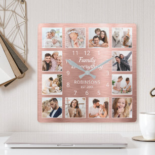 Familie is alles-citaat Familie Foto Vierkante Klok