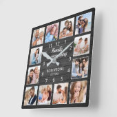 Familie is alles Citaat fotocollage zwart Vierkante Klok (Hoek)