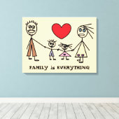 FAMILIE is ALLES Cute Stick Figuur Family Canvas Afdruk (Insitu (Houten vloer))