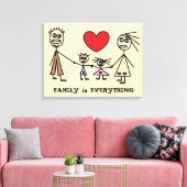 FAMILIE is ALLES Cute Stick Figuur Family Canvas Afdruk (Insitu (Woonkamer))