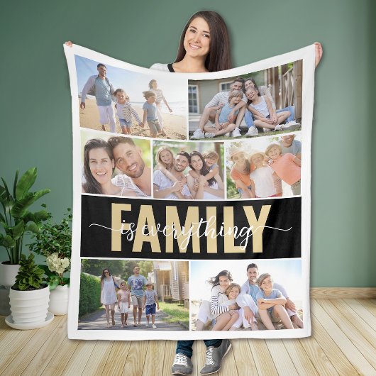 Familie is alles fotocollage fleece deken