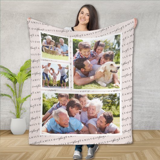 Familie is alles fotocollage fleece deken