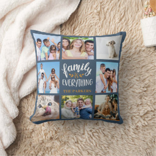 "Familie is alles" Gepersonaliseerde fotocollage Kussen
